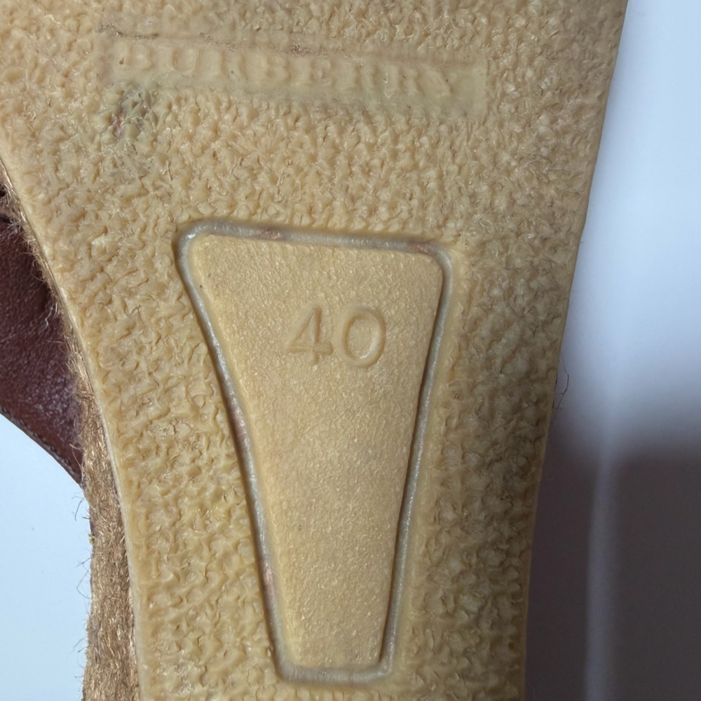 Burberry Nova Check Brown Leather Espadrille Thong Wedge Sandals Size EU 40 - Picture 12 of 12